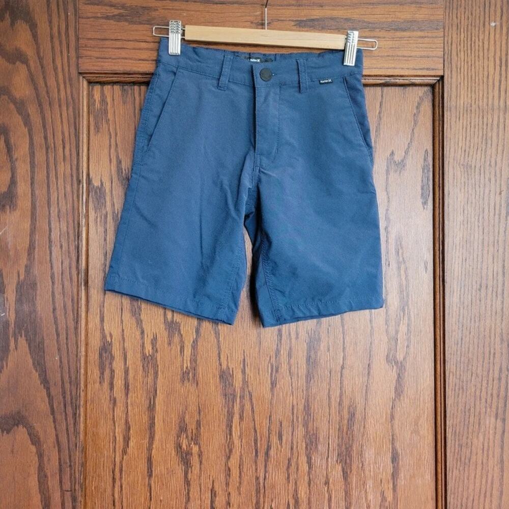 HURLEY H2o Dri Shorts Boys Size 10 Blue Black Striped Athletic Walk Shorts